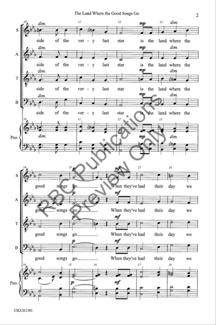 The Land Where The Good Songs Go (SATB) 4-Part scores gallery preview page 4
