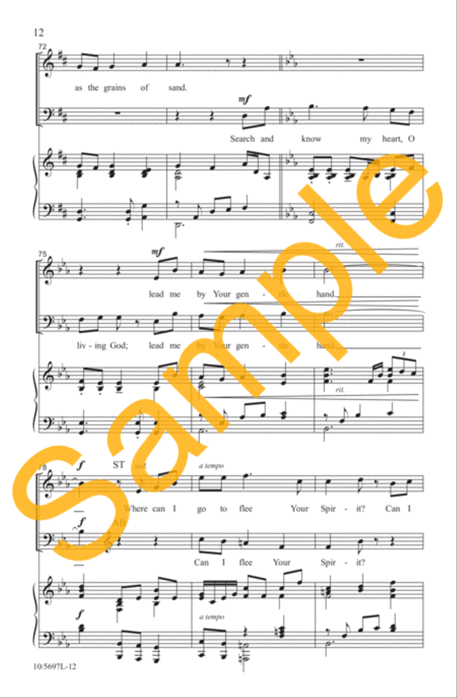 Lord, You've Searched Me and You Know Me 4-Part scores gallery preview page 10