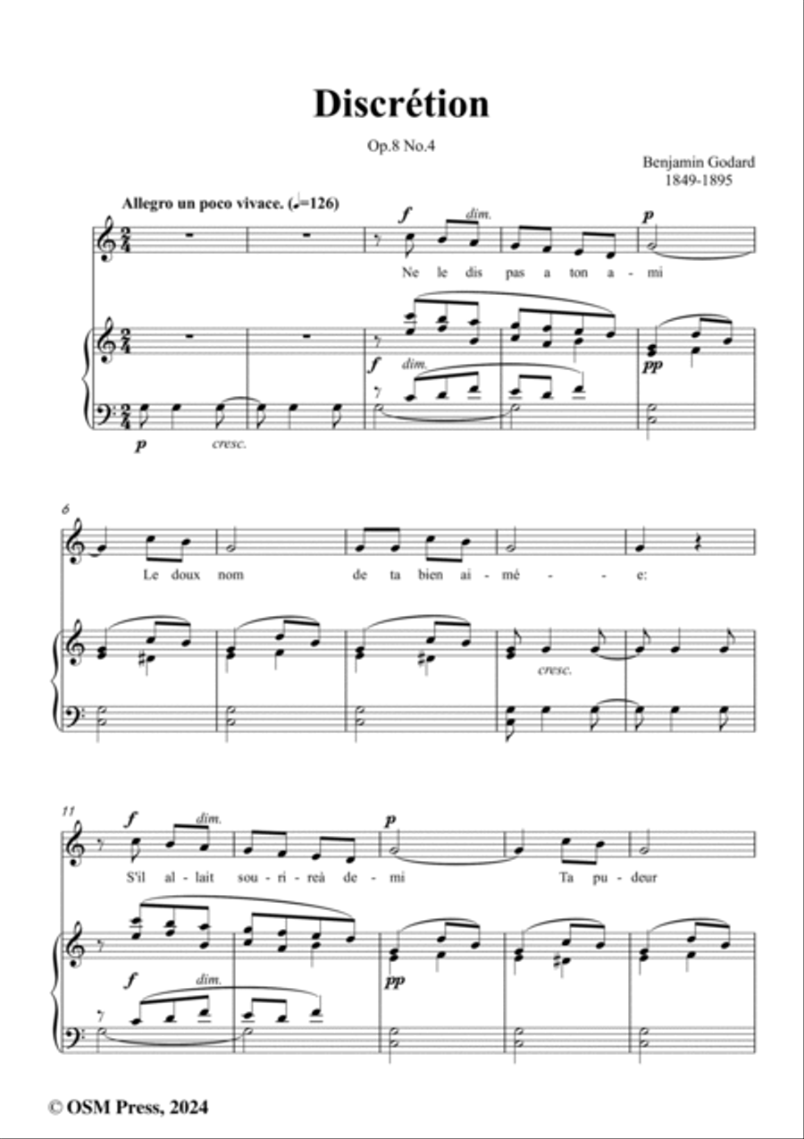 B. Godard-Discrétion,in C Major,Op.8 No.4 Voice scores gallery preview page 2