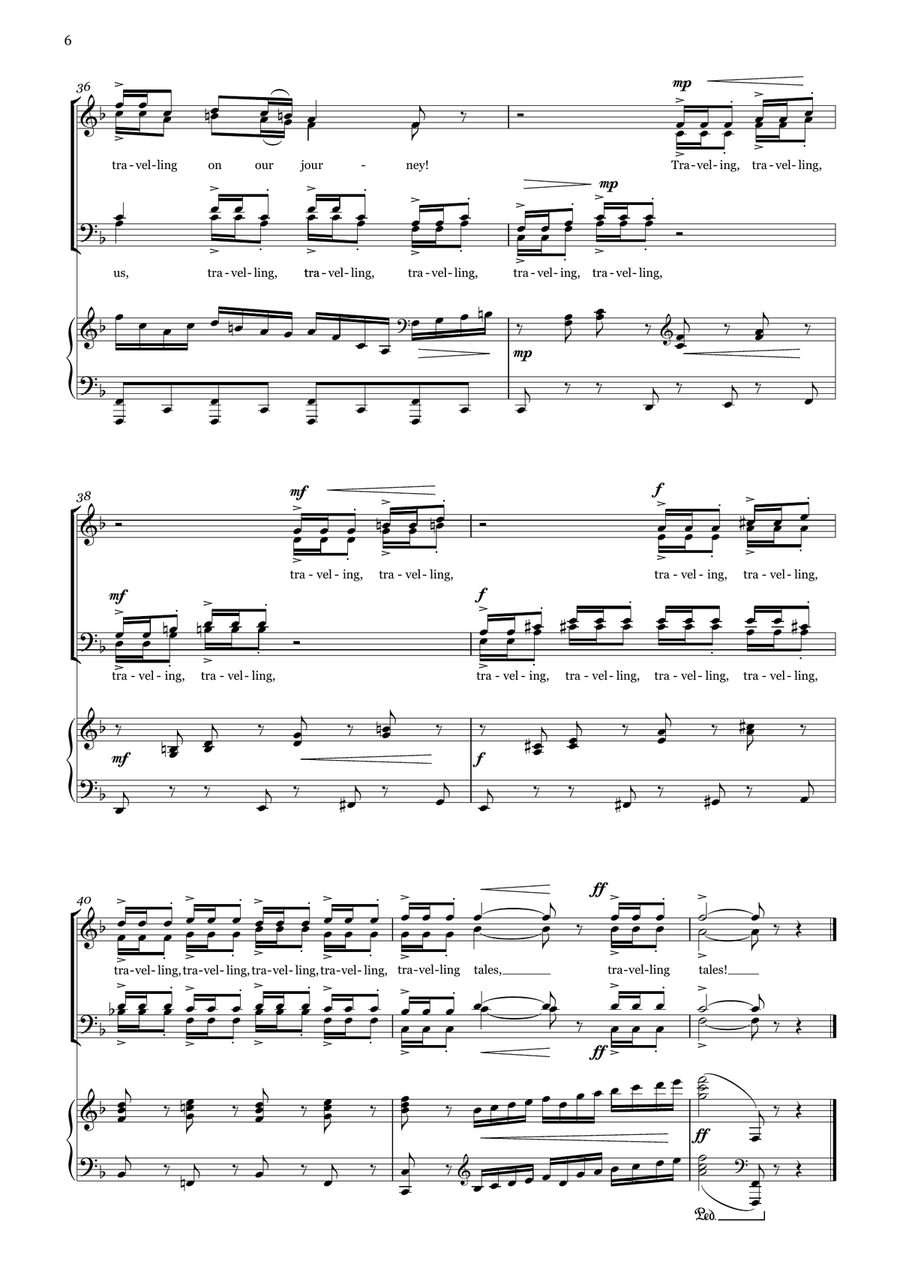 Travelling Tales - Cantata for SATB choir and Youth Choir with piano (one or two players) 4-Part scores gallery preview page 6