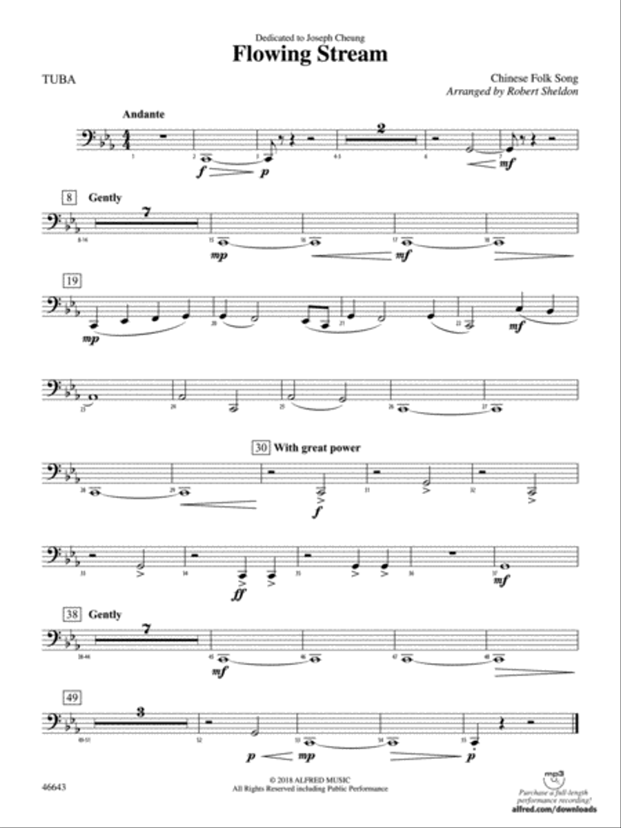 Flowing Stream: Tuba Concert Band scores gallery preview page 1