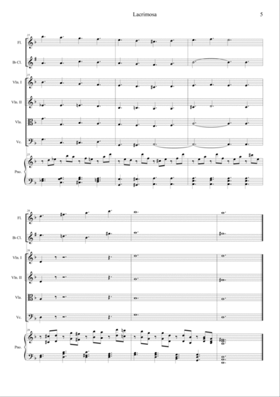 Mozart: Requiem K.626 6.Lacrimosa Orchestra scores gallery preview page 5