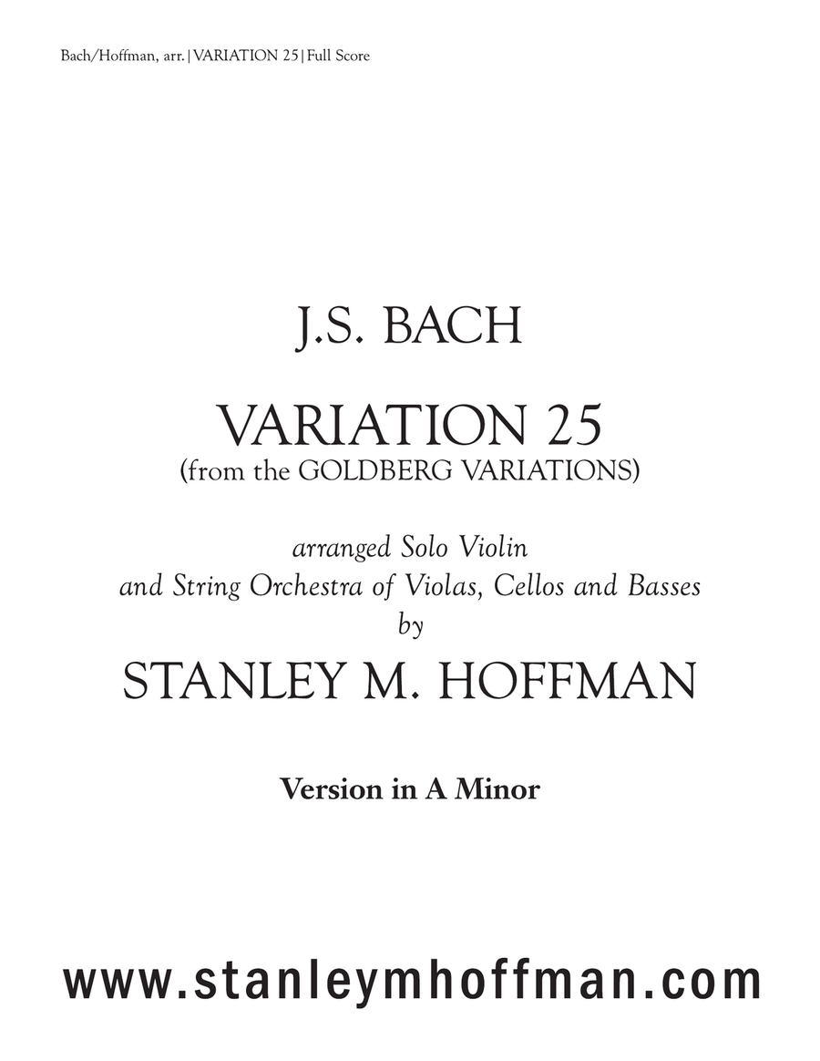 VARIATION 25 (from the GOLDBERG VARIATIONS) Chamber Orchestra scores gallery preview page 1