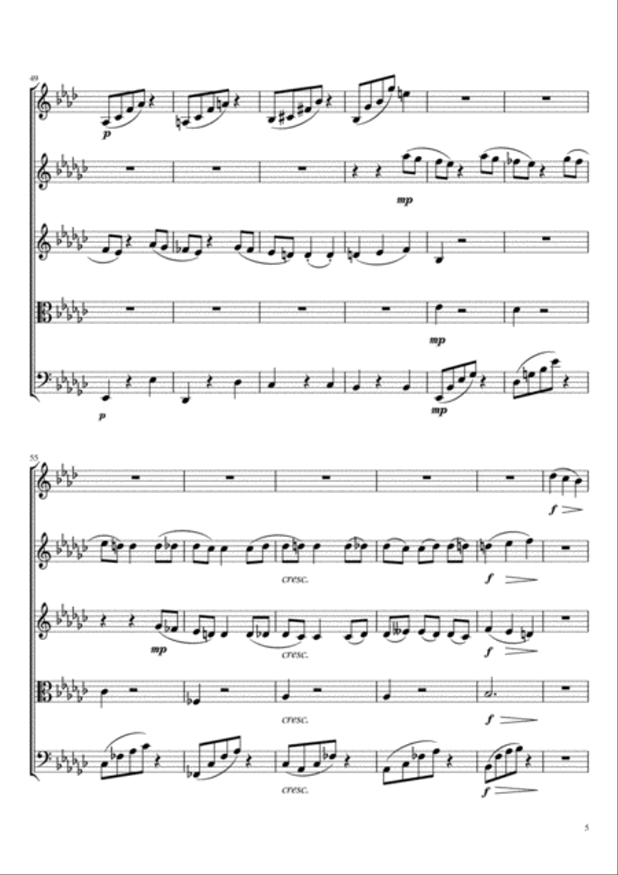 Brahms : Clarinet Sonata No.2, 2nd Movement (for Clarinet Quintet) Clarinet Quintet scores gallery preview page 5