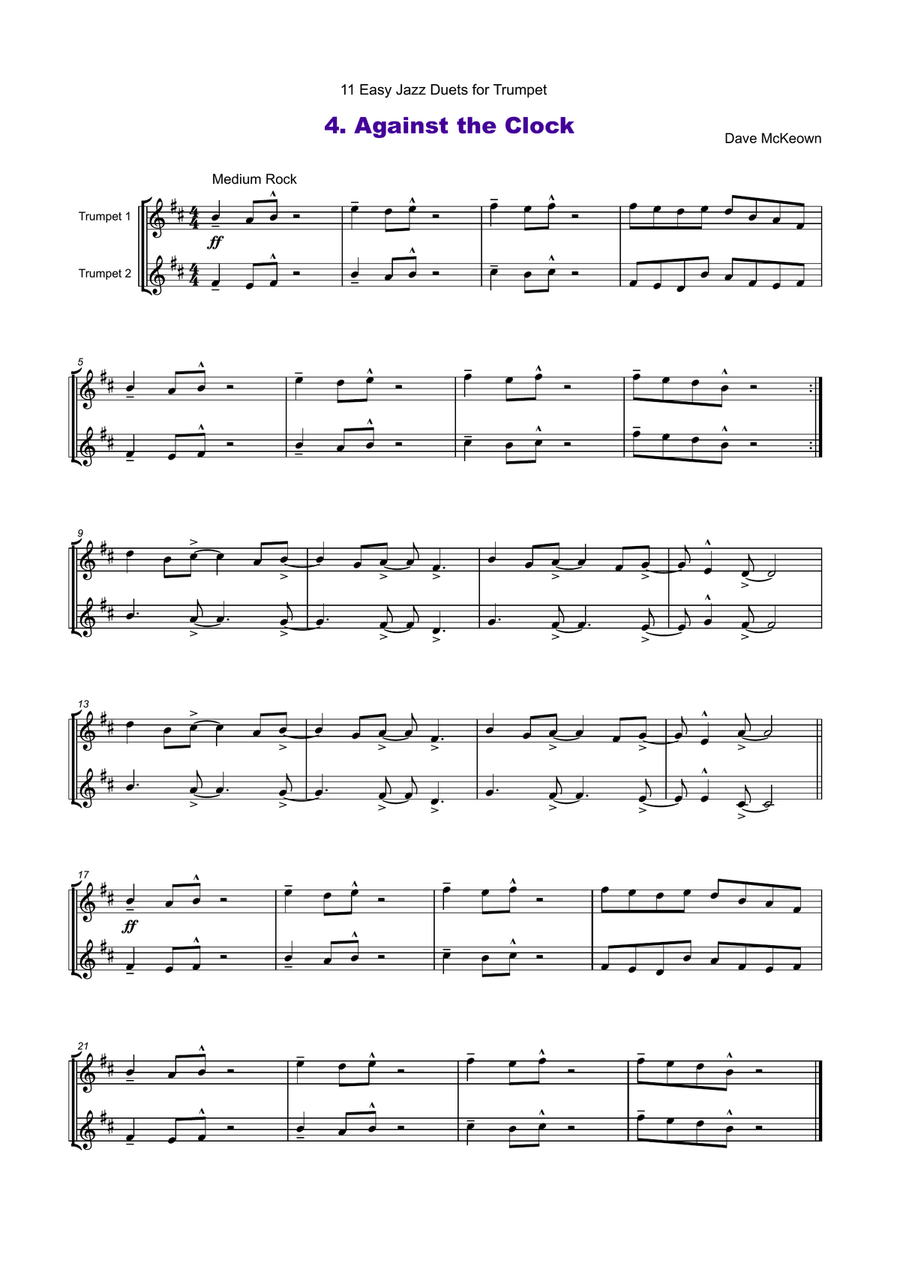 11 Easy Jazz Duets for Trumpet Trumpet Duet scores gallery preview page 5