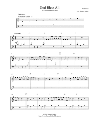 God Bless All - for 2-octave handbell choir (11 handbells)