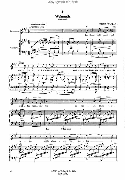 Liederkreis op. 31 (1864) -12 Lieder für Singstimme und Klavier-