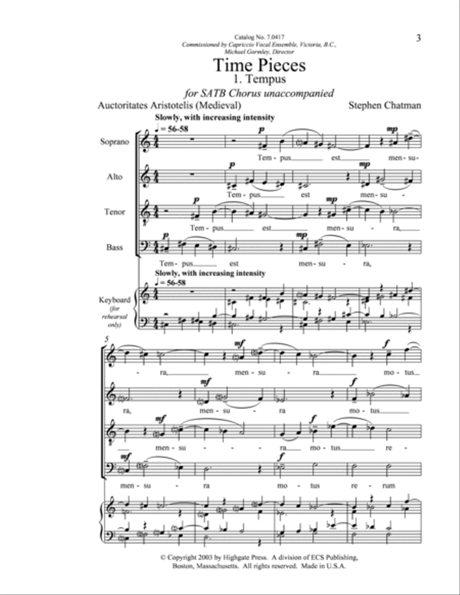 Time Pieces: 1. Tempus 4-Part scores gallery preview page 2
