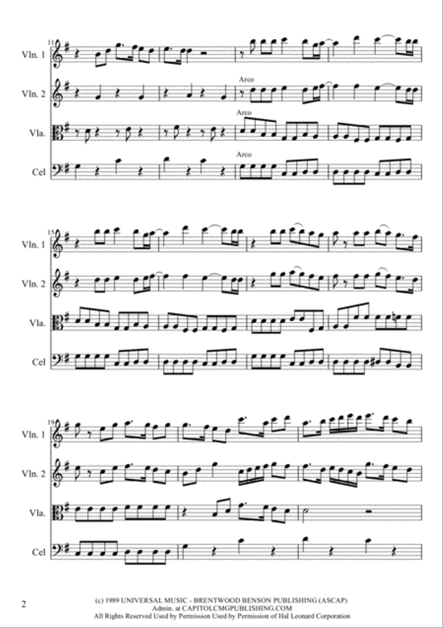 Lord, I Lift Your Name On High String Quartet scores gallery preview page 2