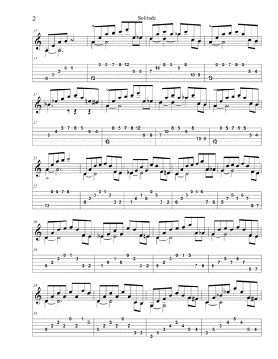 Solitude Guitar Tablature scores gallery preview page 2