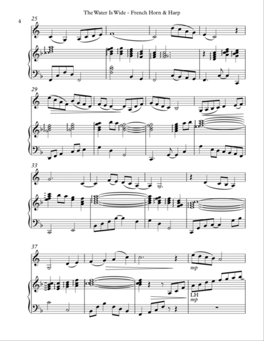 The Water Is Wide (O Waly, Waly), Duet for French Horn & Harp Horn scores gallery preview page 4