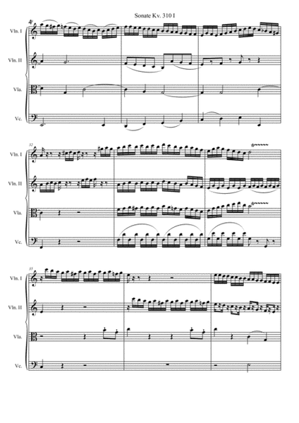 Mozart Sonata kv. 310 for String quartet image number null
