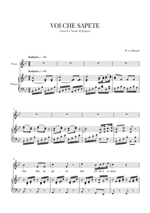 Mozart - Voi Che Sapete (Original Key)