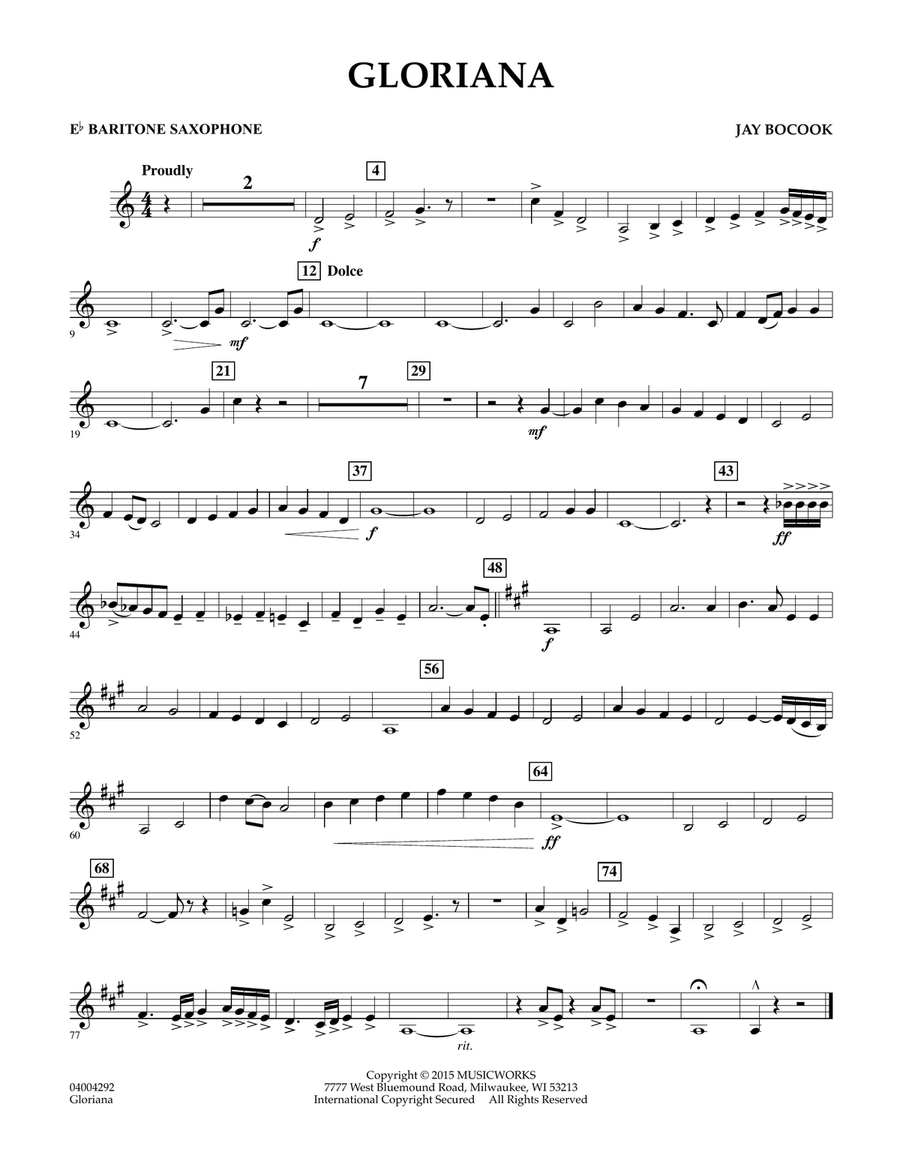 Gloriana - Eb Baritone Saxophone