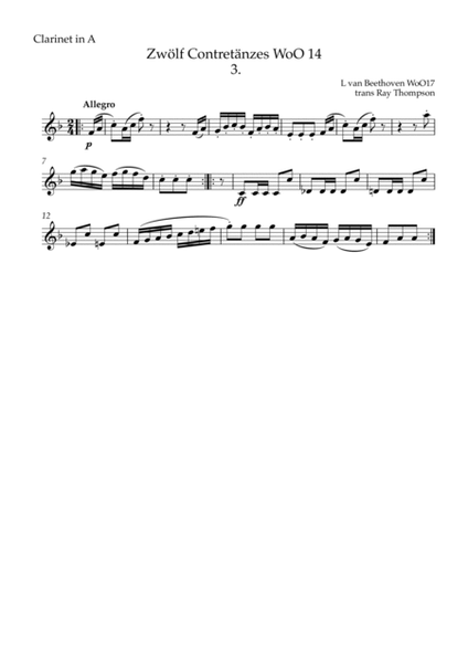 Beethoven: Zwölf Contretänzes (Twelve Countredances) WoO 14 No.3 - wind quintet image number null