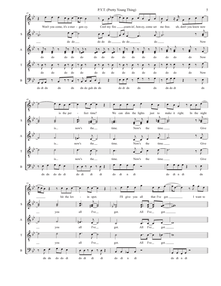 P.y.t. (pretty Young Thing) Divisi scores gallery preview page 5