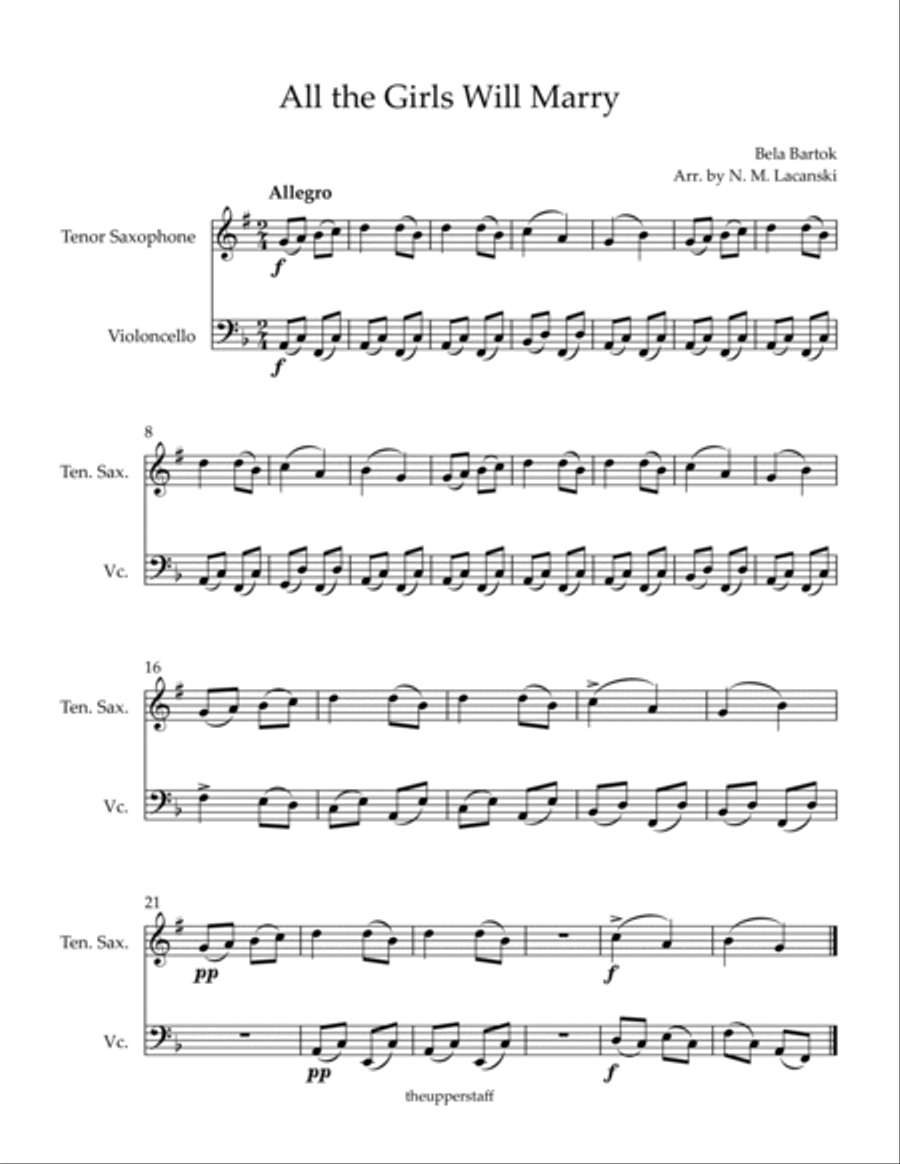 All the Girls Will Marry Tenor Saxophone scores gallery preview page 2