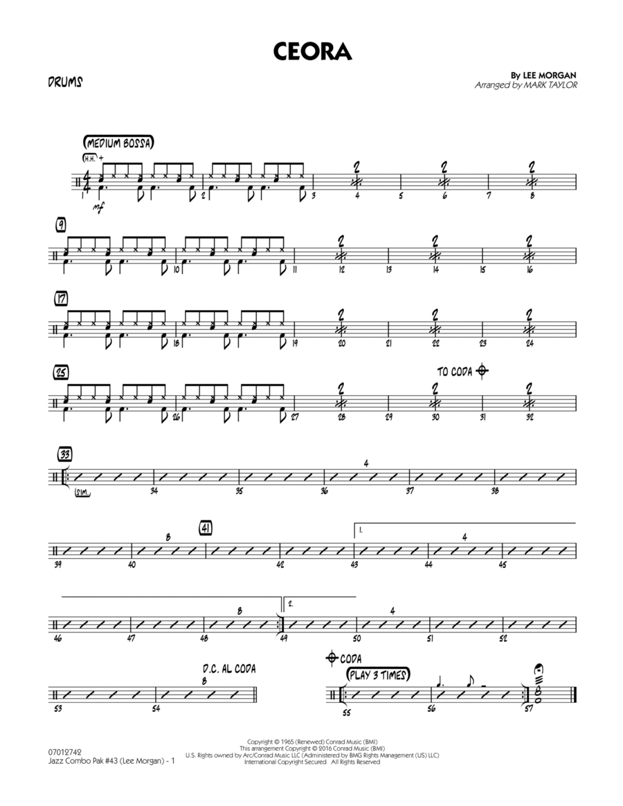 Jazz Combo Pak #43 (Lee Morgan) - Drums Jazz Ensemble scores gallery preview page 1