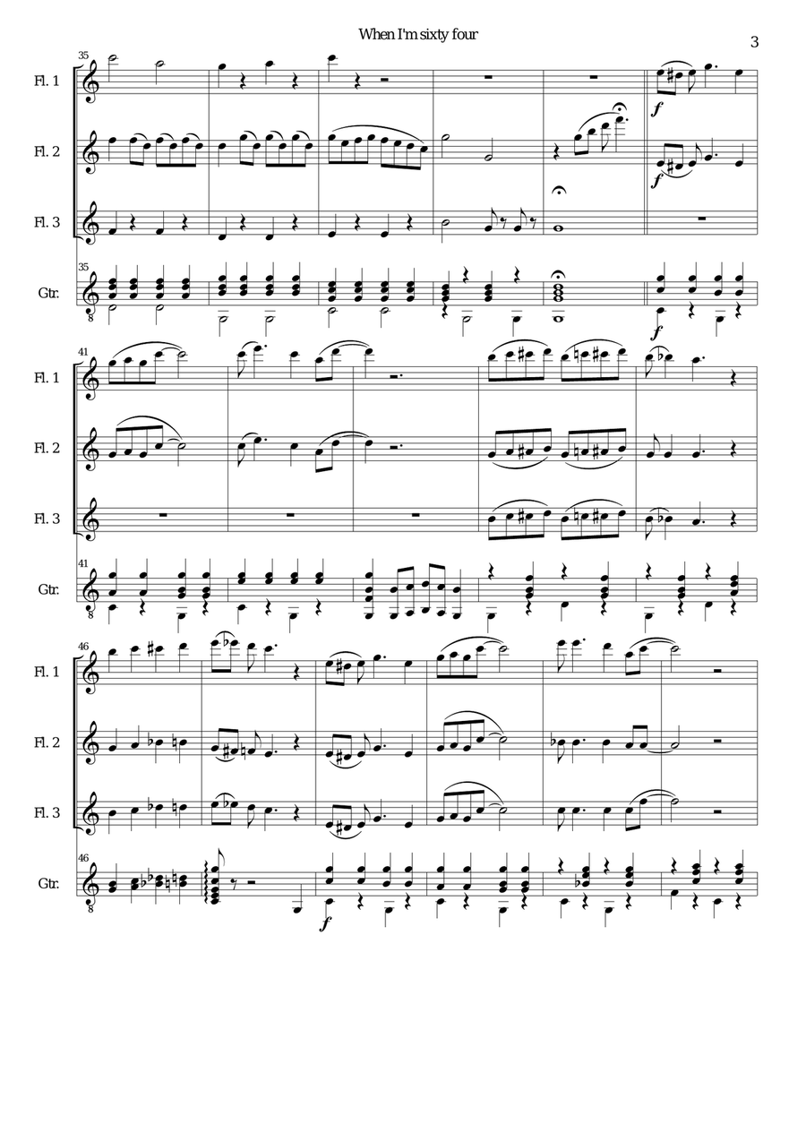 When I'm Sixty-Four Small Ensemble scores gallery preview page 3