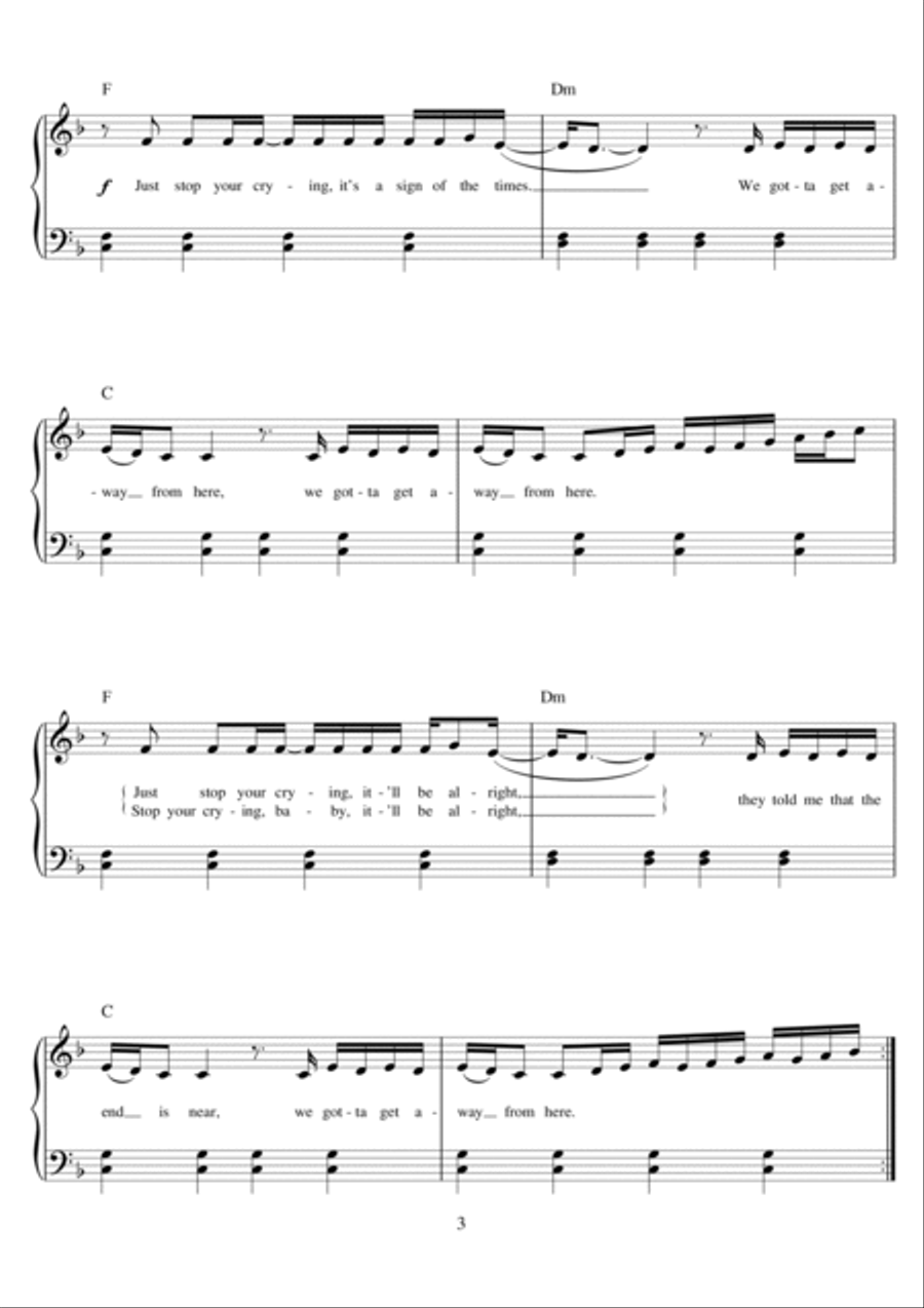 Sign of the Times Easy Piano scores gallery preview page 3