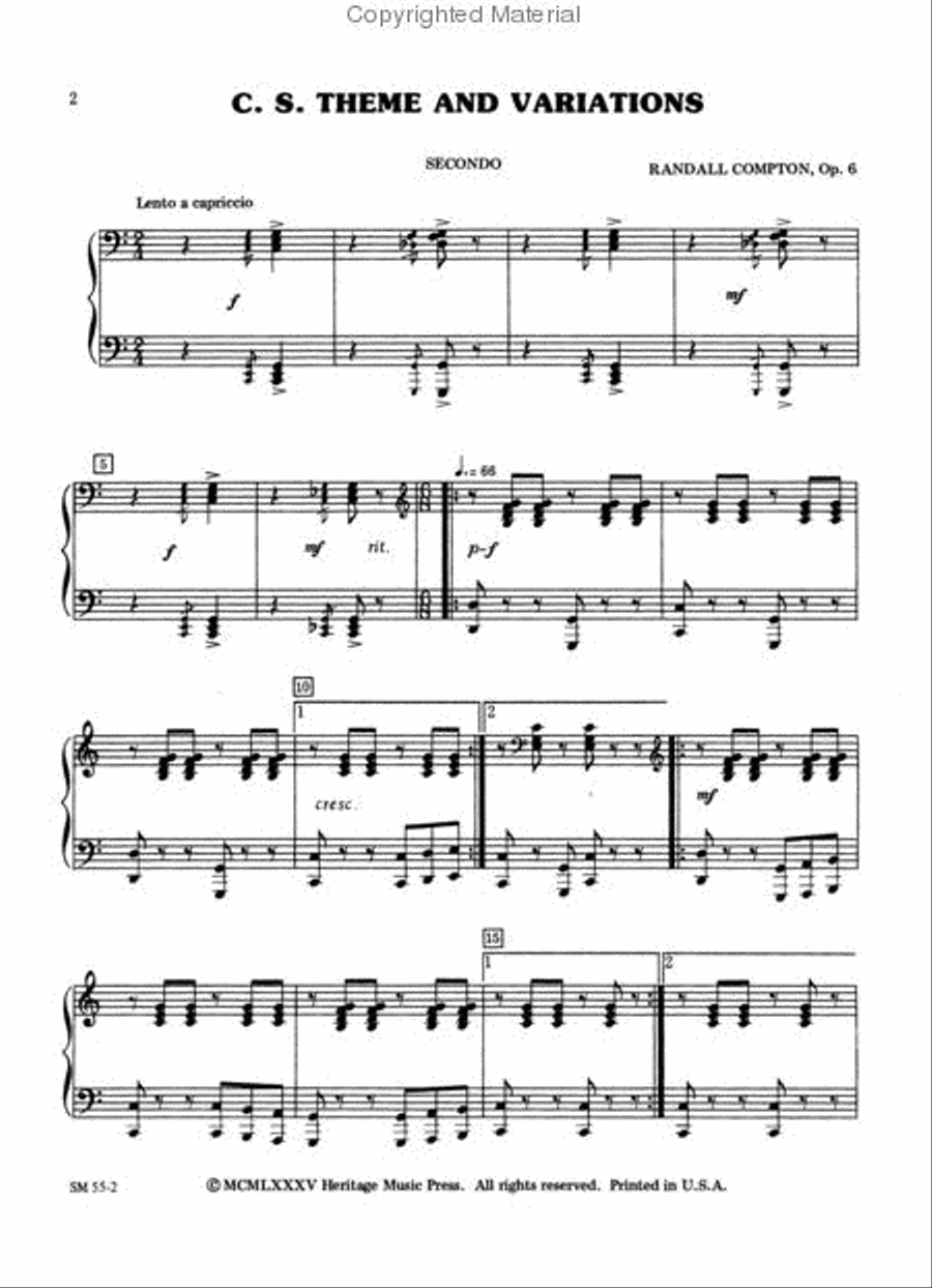 C. S. Theme and Variations Piano Duet scores gallery preview page 2