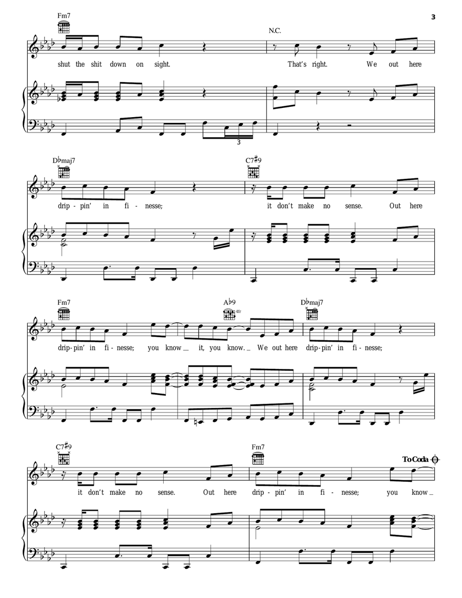 Finesse Piano, Vocal, Guitar scores gallery preview page 3