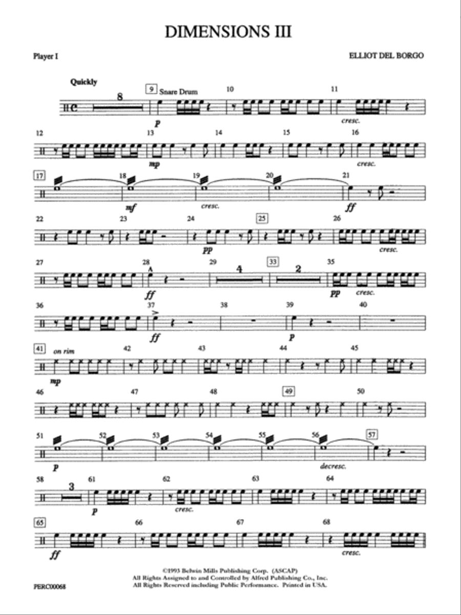 Dimensions III: 1st Percussion Percussion Ensemble scores gallery preview page 1