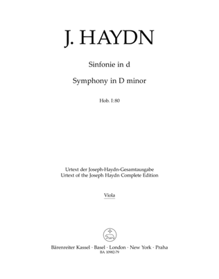Book cover for Symphony in D minor Hob. I:80
