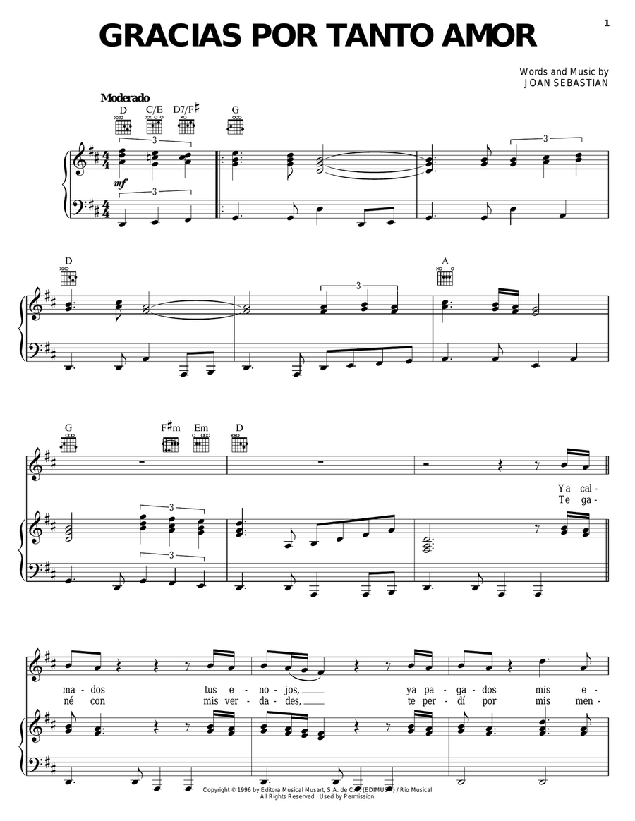 Gracias Por Tanto Amor Gracias Por Tanto Amor Piano, Vocal, Guitar scores gallery preview page 1