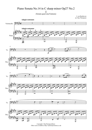 Book cover for Beethoven: Piano Sonata No.14 in C# minor Op 27 No.2 ("Moonlight Sonata") Mvt.I - Violoncello/piano