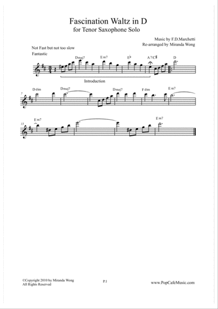 Fascination - Tenor/ Soprano Saxophone + Concert Key Small Ensemble scores gallery preview page 1