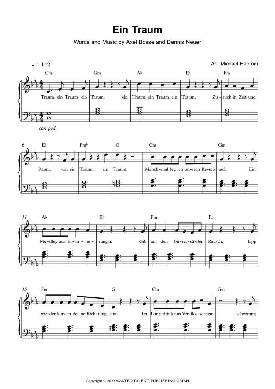 Ein Traum Ein Traum Easy Piano scores gallery preview page 1