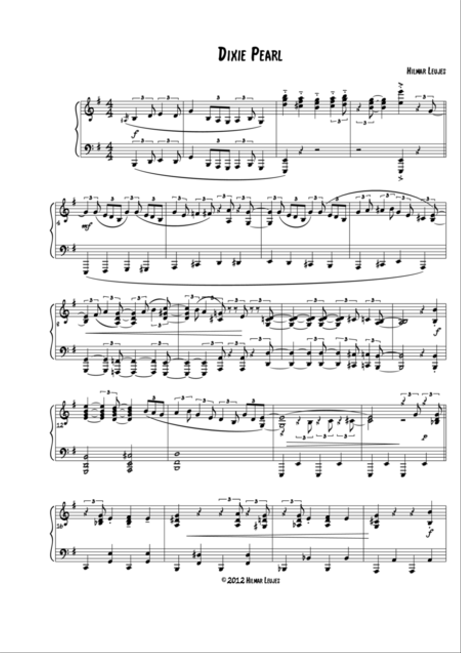 Dixie Pearl Piano Solo scores gallery preview page 1
