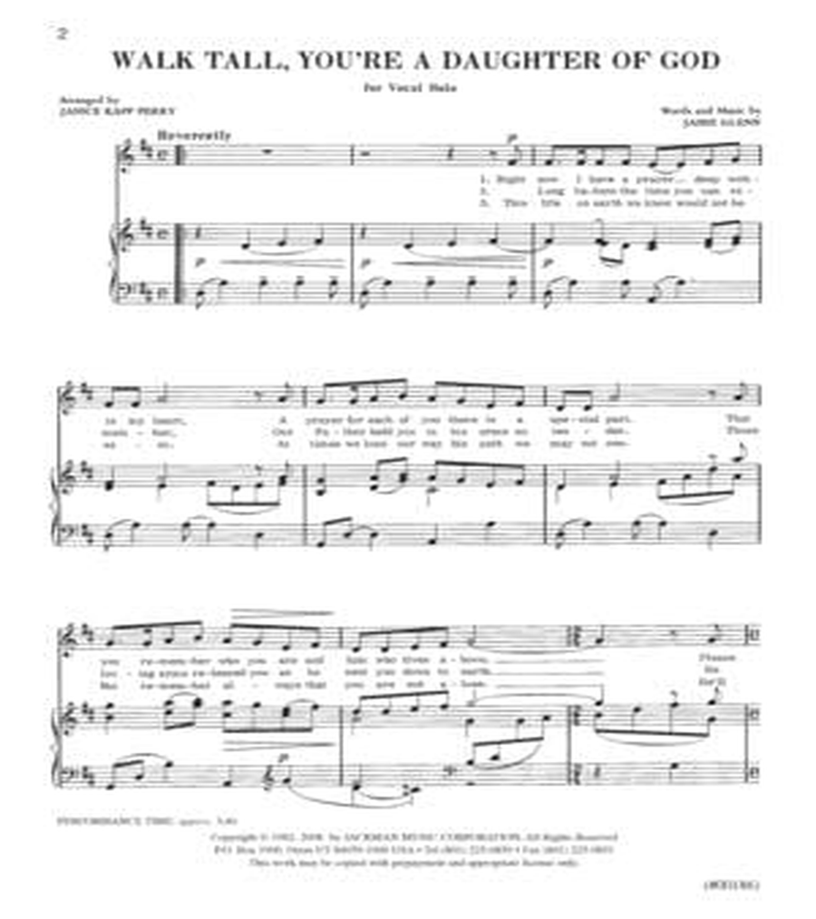 Walk Tall You're a Daughter of God - Vocal Solo Voice Solo scores gallery preview page 2