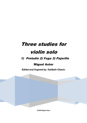 Book cover for Three studies for violin solo