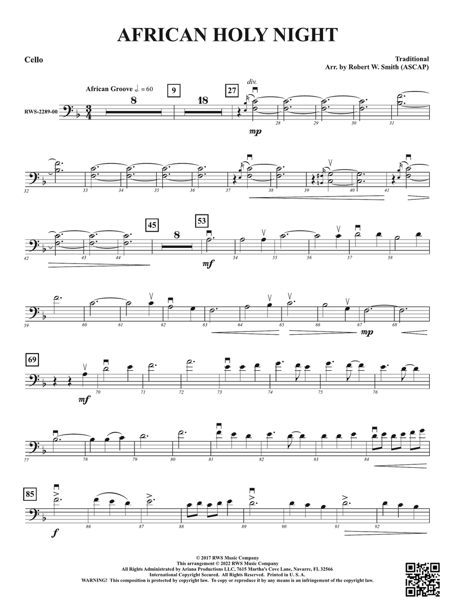 African Holy Night: Cello Part scores gallery preview page 1
