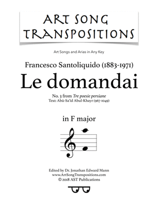 SANTOLIQUIDO: Le domandai (transposed to F major)