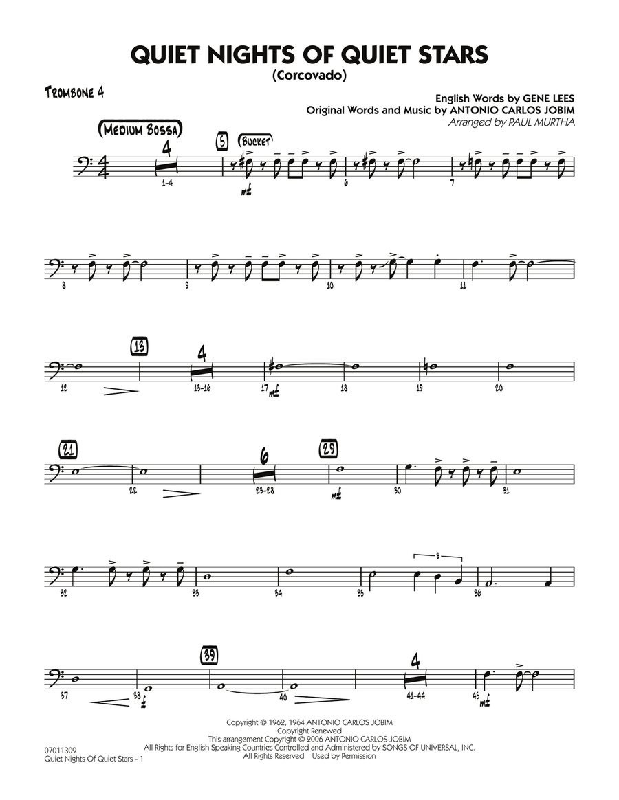 Quiet Nights Of Quiet Stars (Corcovado) - Trombone 4 Jazz Ensemble scores gallery preview page 1