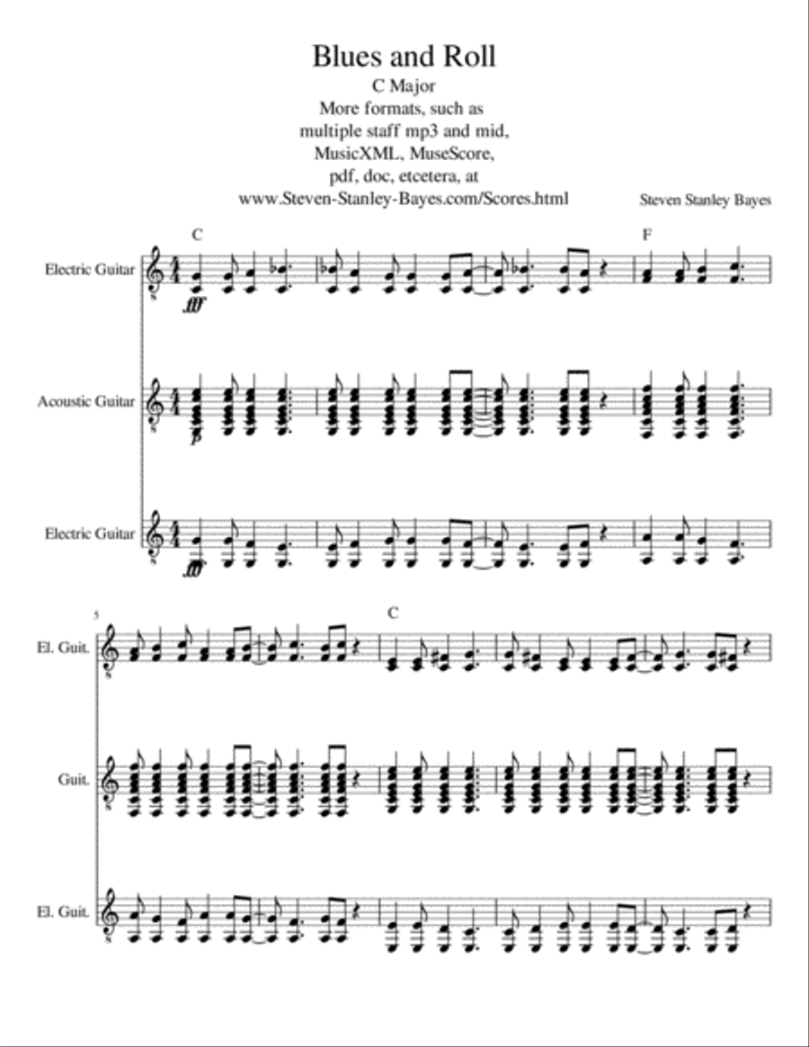 Blues and Roll Guitar Solo scores gallery preview page 1