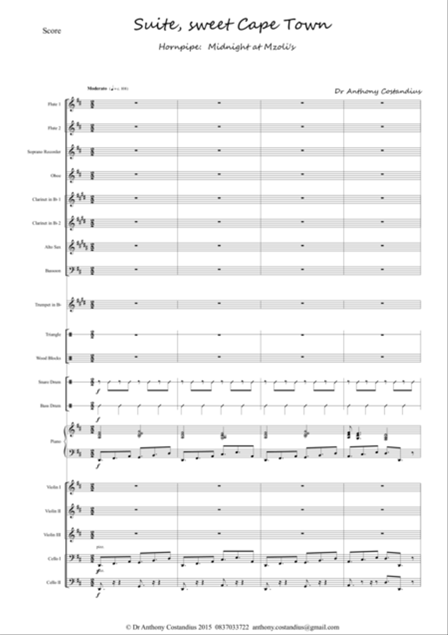 Suite, Sweet Cape Town - 7 Hornpipe Midnight at Mzoli's Concert Band scores gallery preview page 1