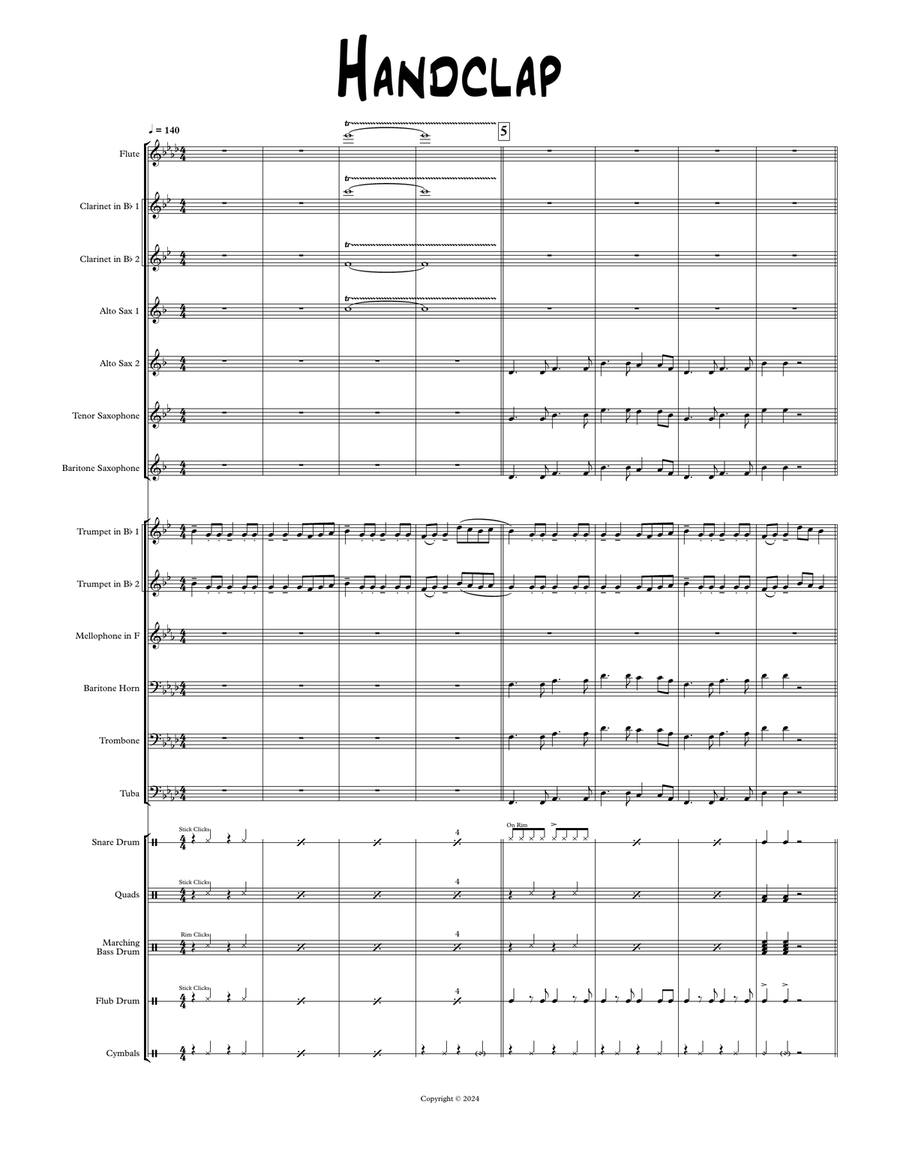 Handclap Handclap Marching Band scores gallery preview page 1