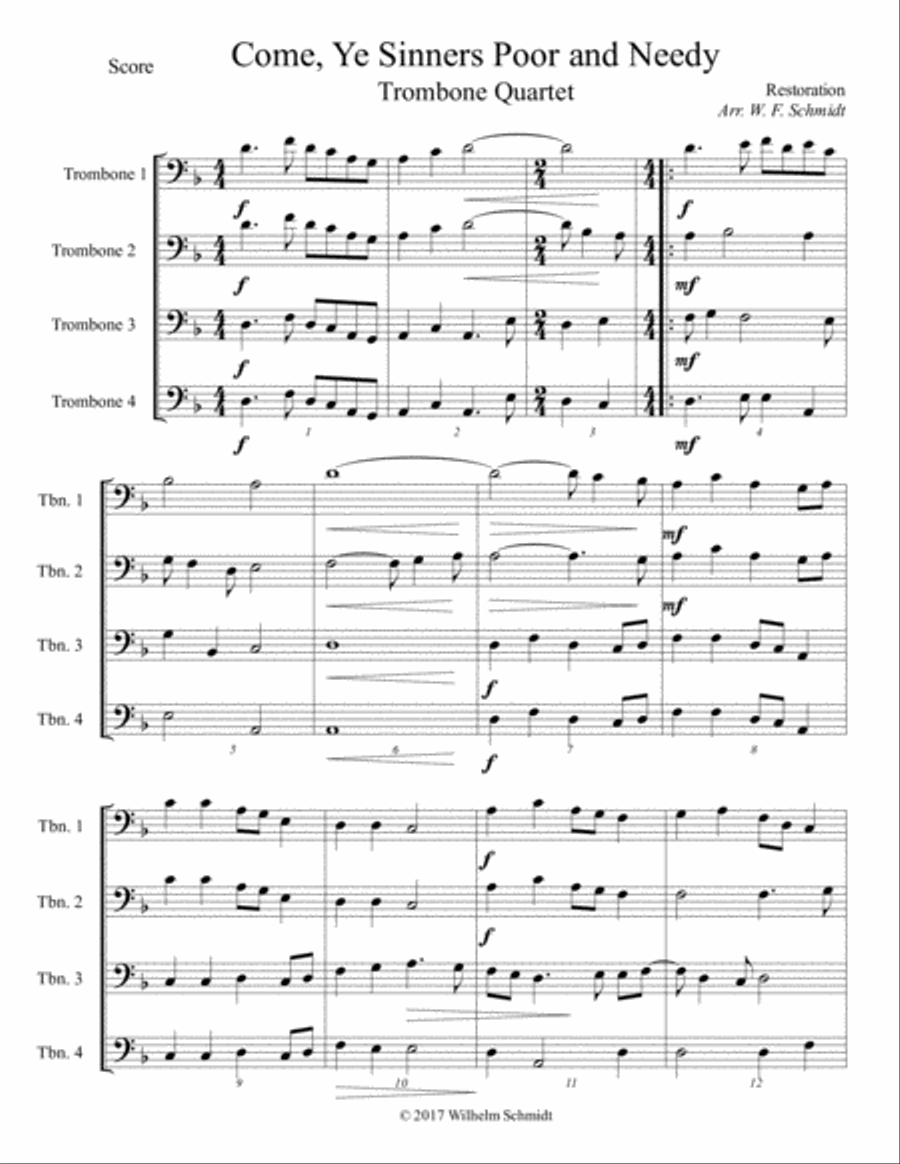 Come, Ye Sinners Poor and Needy Brass Ensemble scores gallery preview page 2