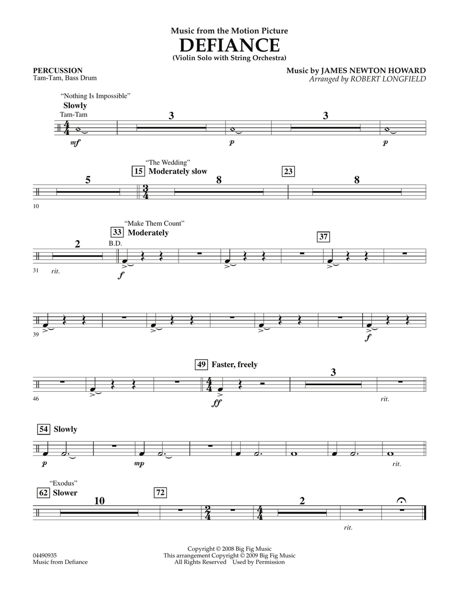 Music from Defiance - Percussion Orchestra scores gallery preview page 1