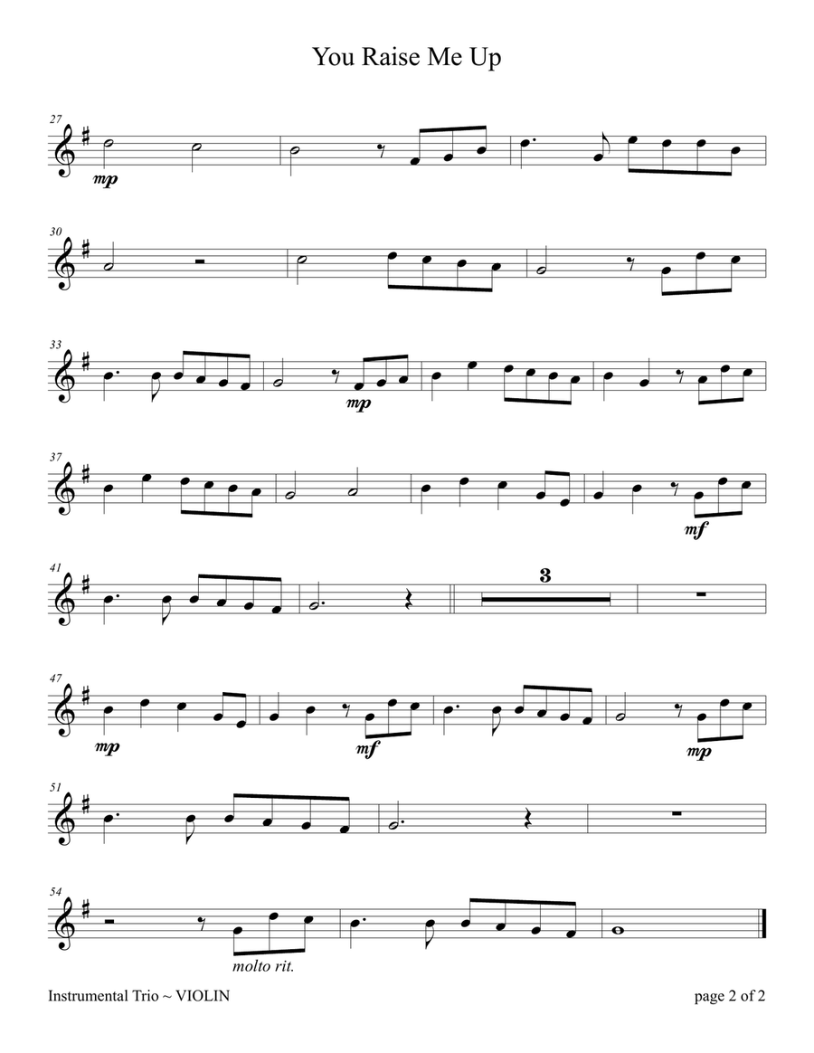 You Raise Me Up Flute scores gallery preview page 2