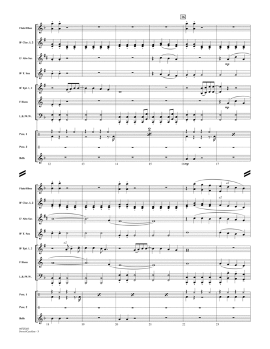 Sweet Caroline - Conductor Score (Full Score) Concert Band scores gallery preview page 3