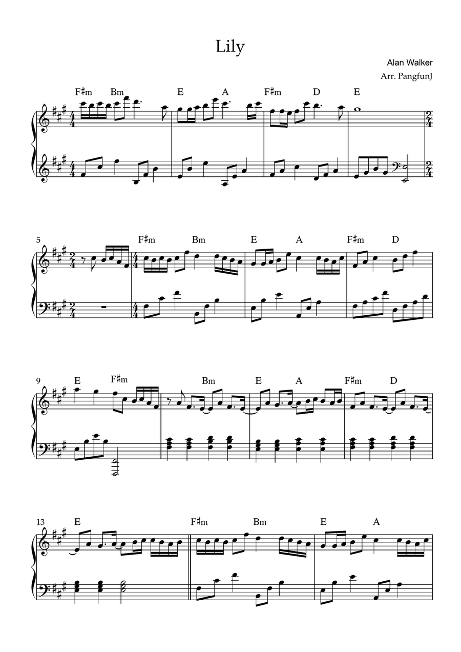 Lily Easy Piano scores gallery preview page 1