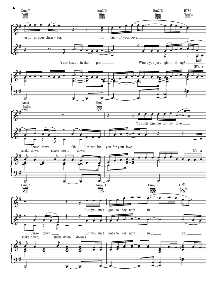 Shake Down Shake Down Piano, Vocal, Guitar scores gallery preview page 6