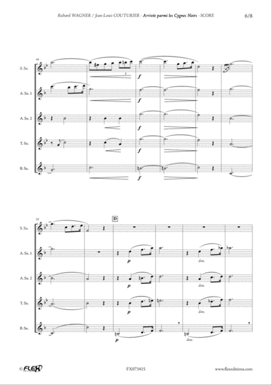 Arrivee parmi les Cygnes Noirs Tenor Saxophone scores gallery preview page 6