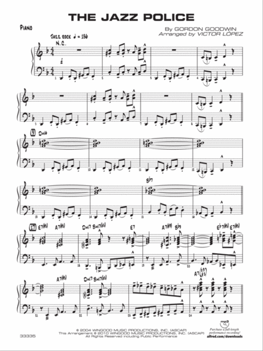 The Jazz Police: Piano Accompaniment Jazz Ensemble scores gallery preview page 1
