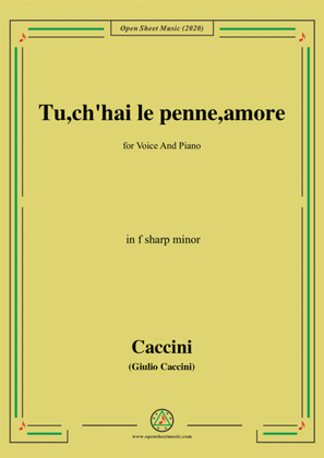 Book cover for Caccini-Tu,ch'hai le penne,amore,in f sharp minor,for Voice and Piano